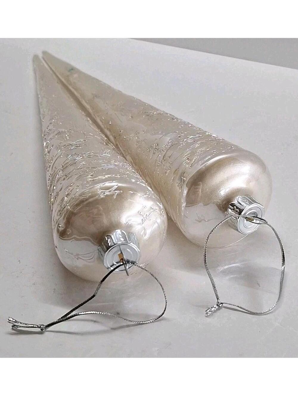 Vintage Opalescent Glass Icicles Christmas Ornaments 10 Inch